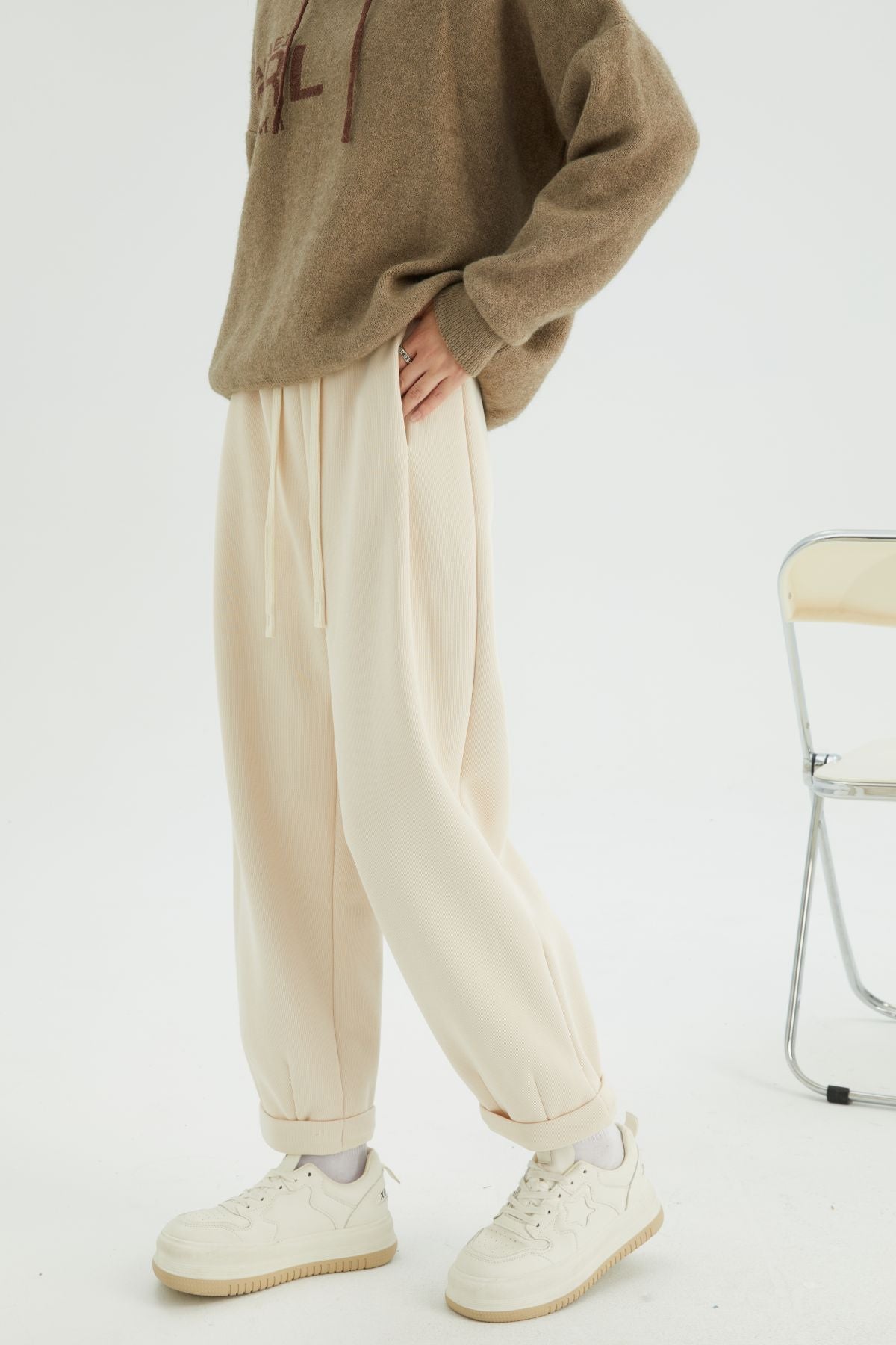 Loose Cropped Flanging Casual Pants