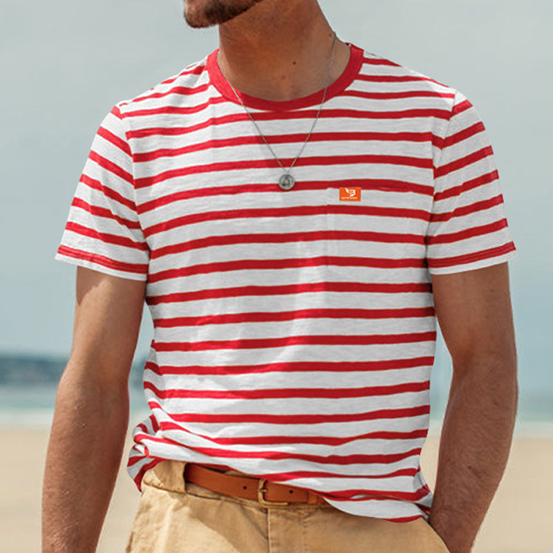 Striped Men's Short Sleeved T-shirt For Summer Casual Wear