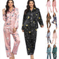 Women's Print Pajama Set Long Sleeve Tops And Pants Loungewear Sleepwear