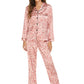 Women's Print Pajama Set Long Sleeve Tops And Pants Loungewear Sleepwear