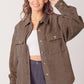 Women's Fashion Big Pit Strip Large Pocket Shirt Coat