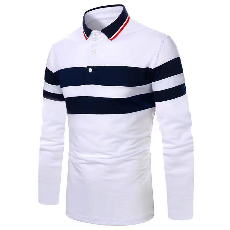 Men's Long Sleeve Fashion Stitching Business Casual Lapels Shirt