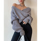 Loose Cross Sweater Women's Off-shoulder Sweater Top