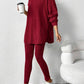 Autumn Solid Color Sunken Stripe Loose-fitting Hoodie Long Sleeve Suit