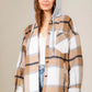 Women's Fashion Hooded Plaid Shirt Woolen Coat