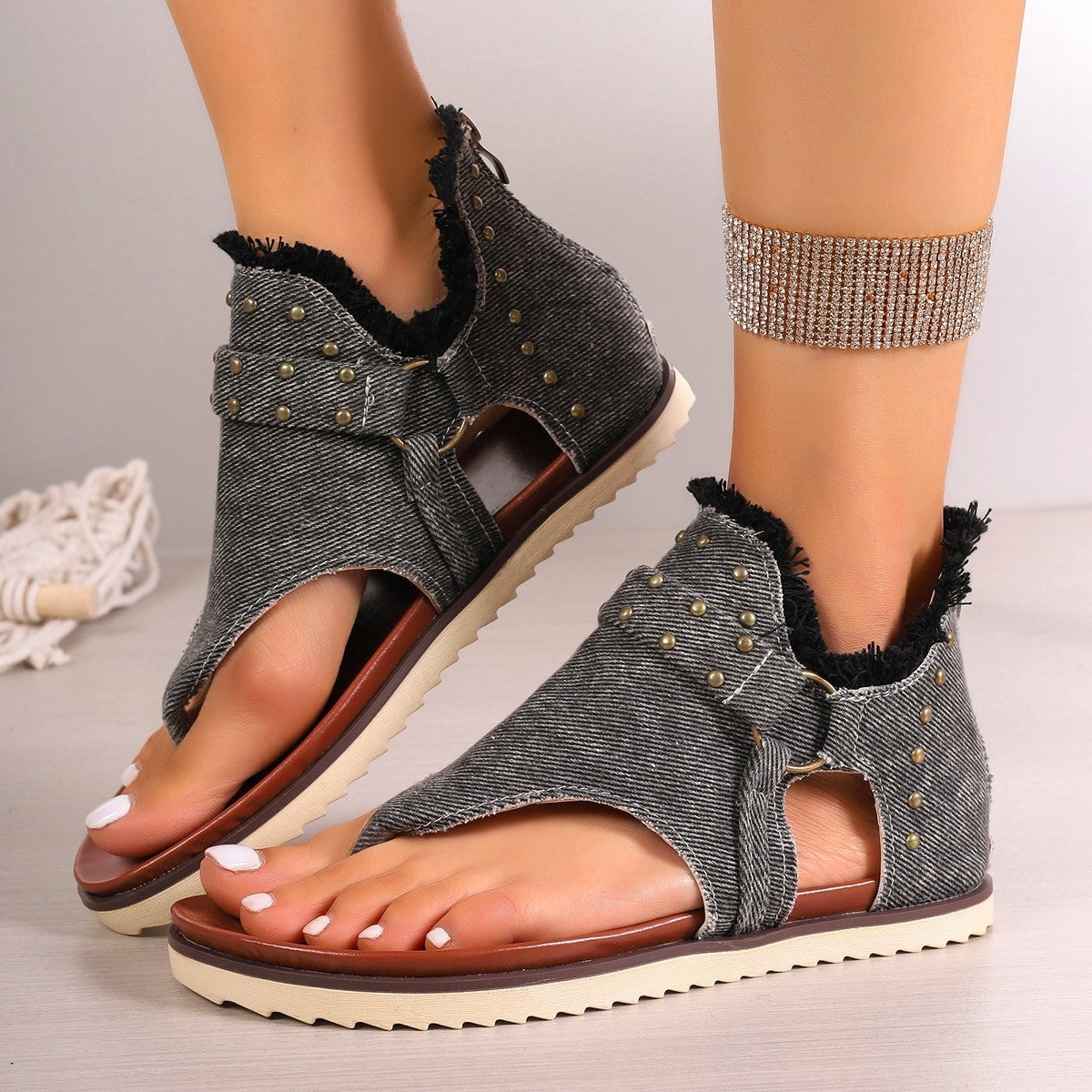 Denim Thong Sandals