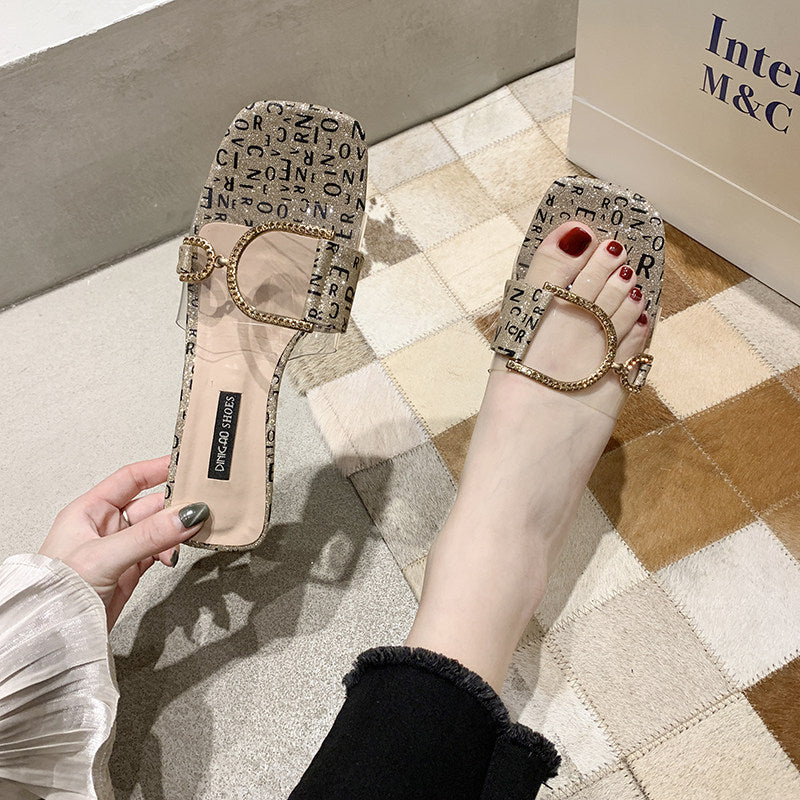 Transparent High Heel Slippers Women Wear Sandals With Thick Heels