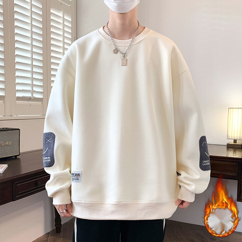 Youth Fleece-lined Thickened Men's Sweater Autumn And Winter Loose Fashion Brand Warm Top