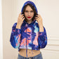 New Tie-dyed Printed Hooded Cropped Sweater For Women