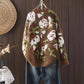 Round Neck Floral Printed Literary Pullover Sweater Women's Top