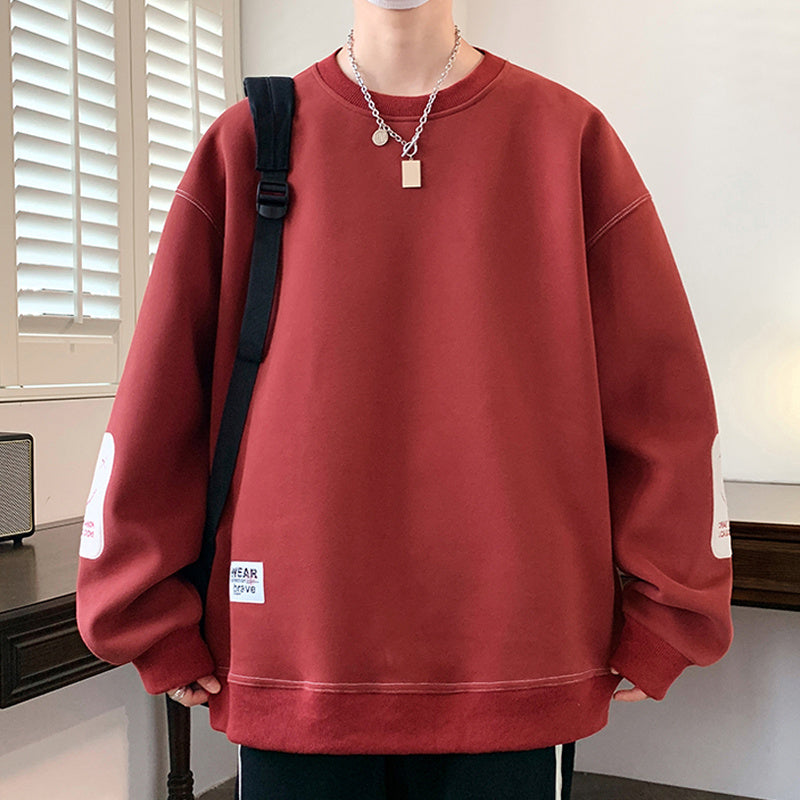 Youth Fleece-lined Thickened Men's Sweater Autumn And Winter Loose Fashion Brand Warm Top