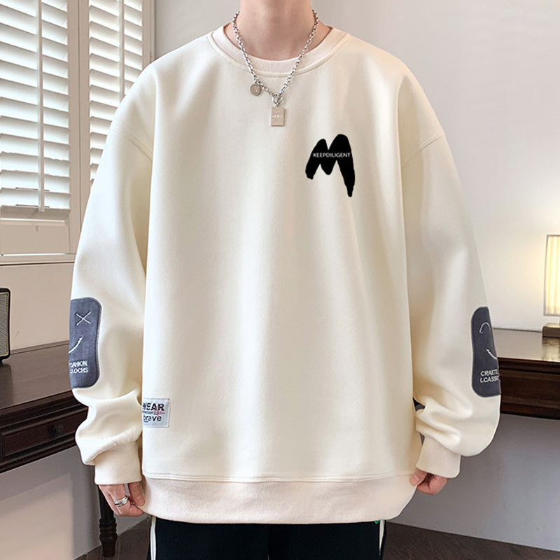 Youth Fleece-lined Thickened Men's Sweater Autumn And Winter Loose Fashion Brand Warm Top