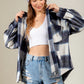 Women's Fashion Hooded Plaid Shirt Woolen Coat