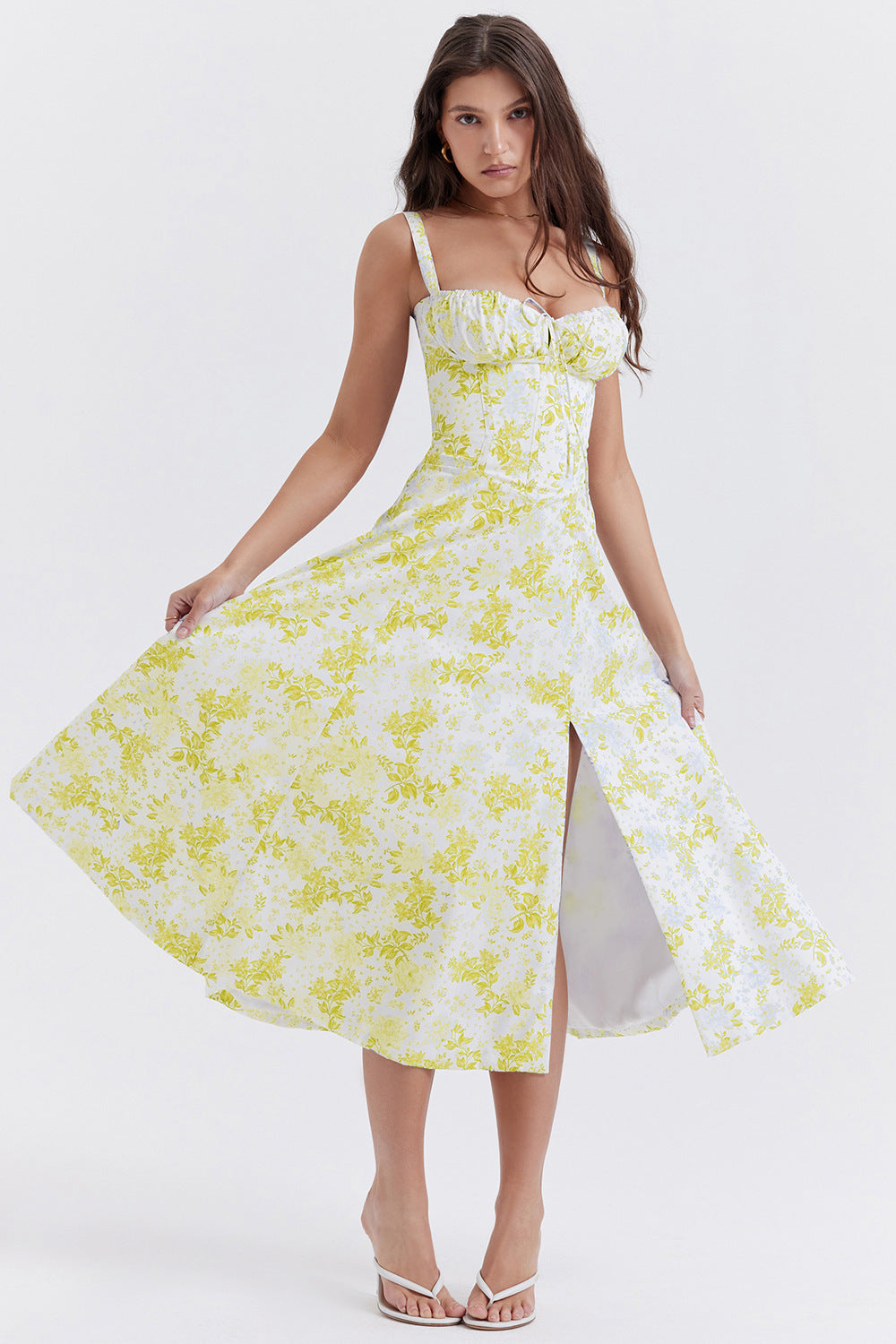 New Women's Floral Print Dress With Straps