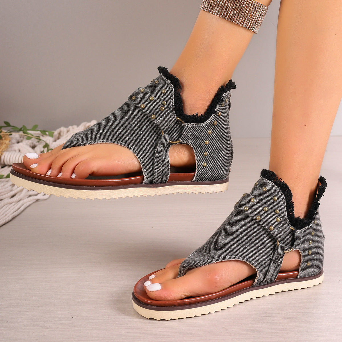 Denim Thong Sandals