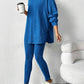 Autumn Solid Color Sunken Stripe Loose-fitting Hoodie Long Sleeve Suit